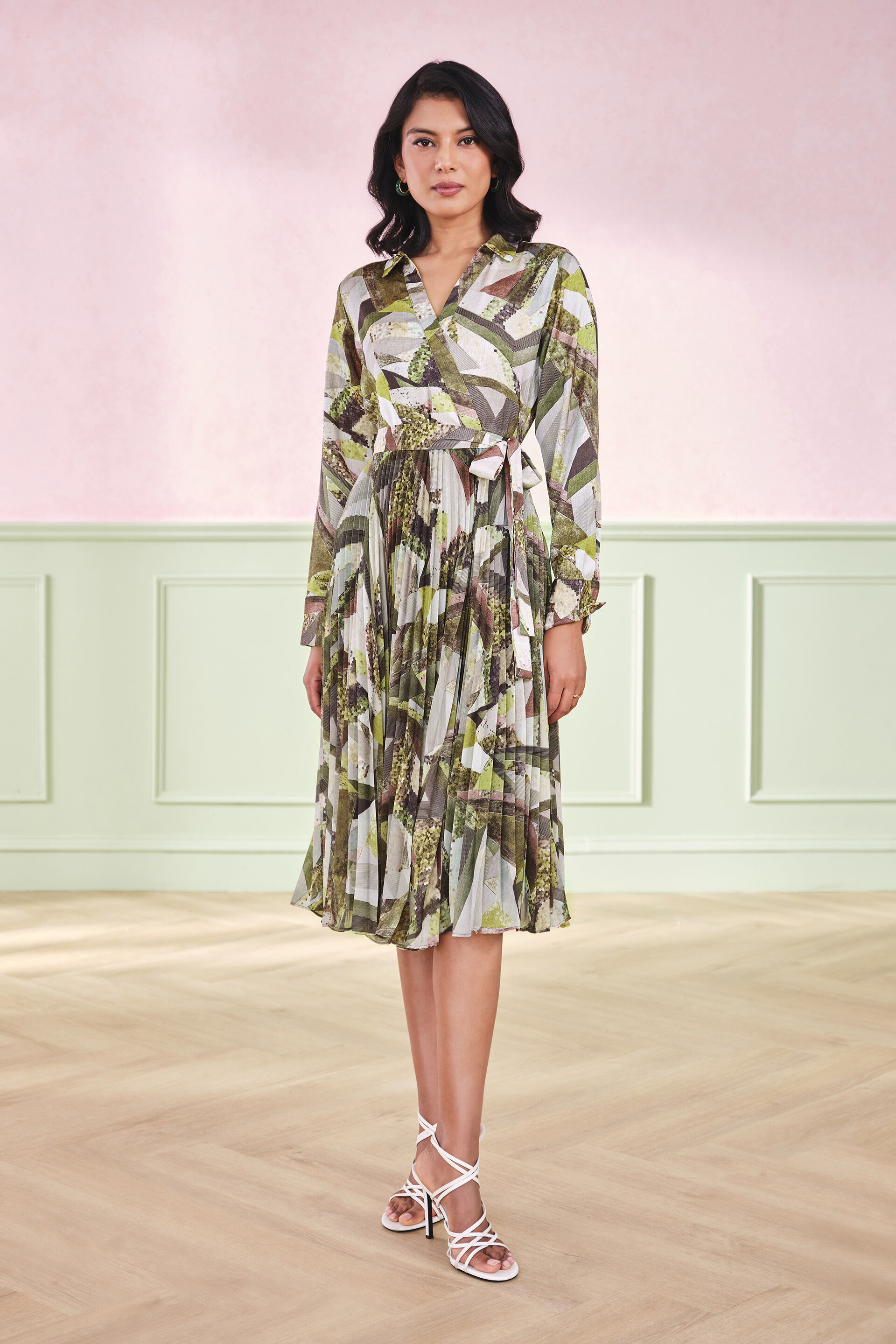 Spin and Sprout Flared Dress, Green, image 2